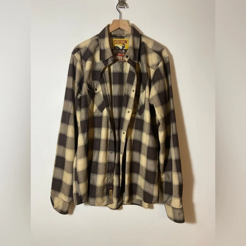 Dixxon Giddy Up Flannel Co Limited Edition Plaid Brown shirt Rare Western XXL